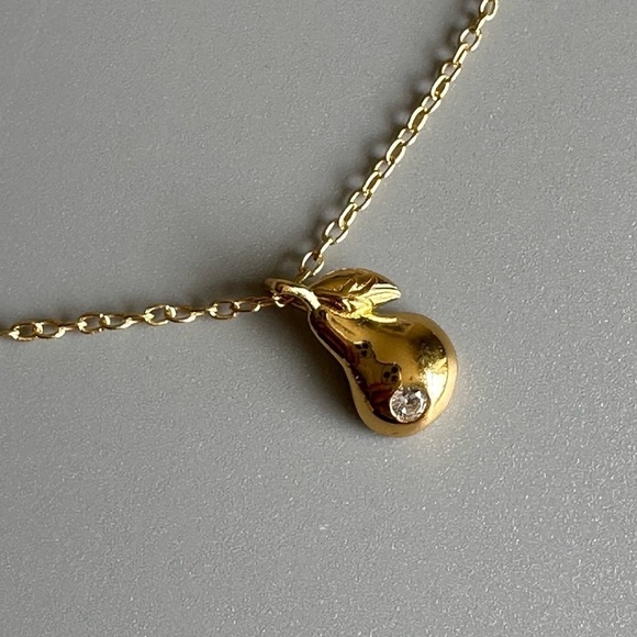 14k Gold Vermeil Pear Necklace - Picture 7 of 9